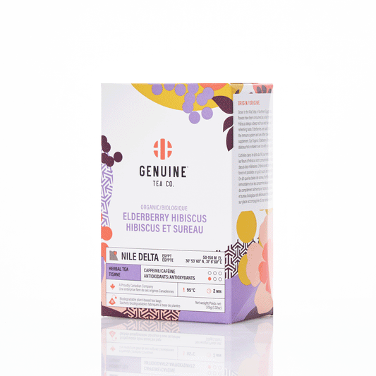 Organic Elderberry Hibiscus Biodegradable Plant-based Pyramid Tea Bags Looseleaf Toronto Canada