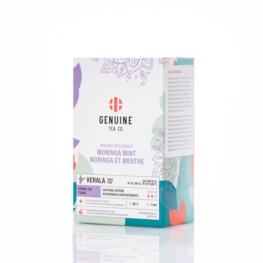 Organic Moringa Mint Biodegradable Plant-based Pyramid Tea Bags Looseleaf Toronto Canada