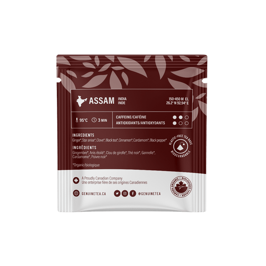 Individually Wrapped - Organic Masala Chai - 100 Teabags - Genuine Tea