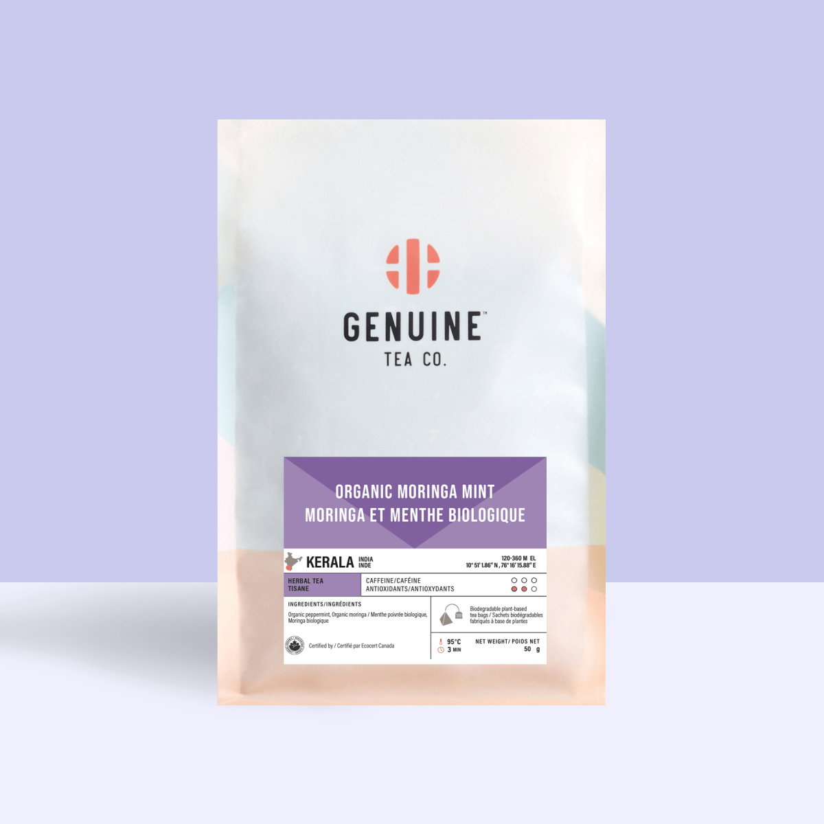 Pyramid Tea Bags - Organic Moringa Mint Herbal Tea - Genuine Tea