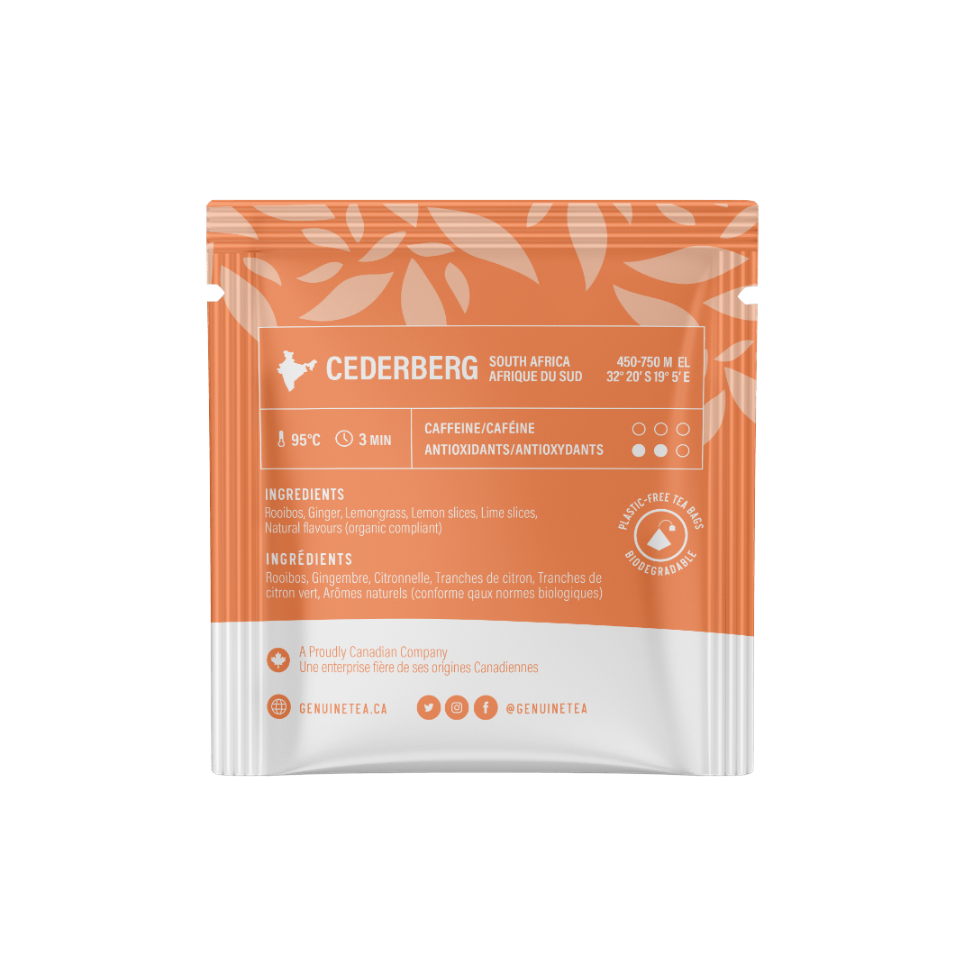 Individually Wrapped - Lemon Ginger Rooibos - 100 Teabags - Genuine Tea