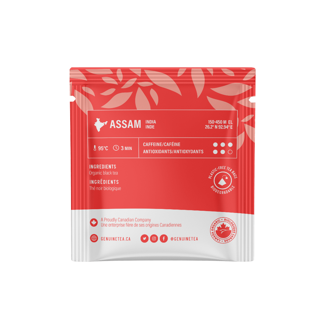 Individually Wrapped - Organic Assam Breakfast - 100 Teabags - Genuine Tea