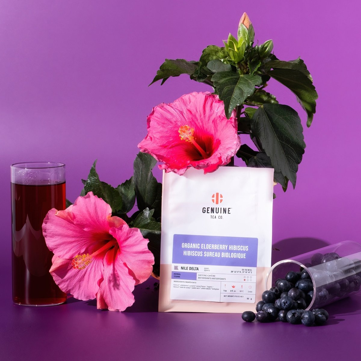 Organic Elderberry Hibiscus - Herbal Tea - Genuine Tea