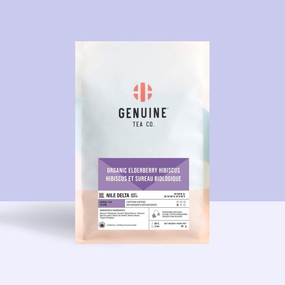 Pyramid Tea Bags - Organic Elderberry Hibiscus Herbal Tea - Genuine Tea